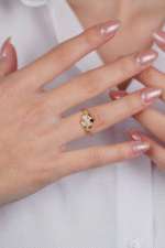 14 Ayar Altın Taşlı Sarılan Yüzük 585 - Görsel 4