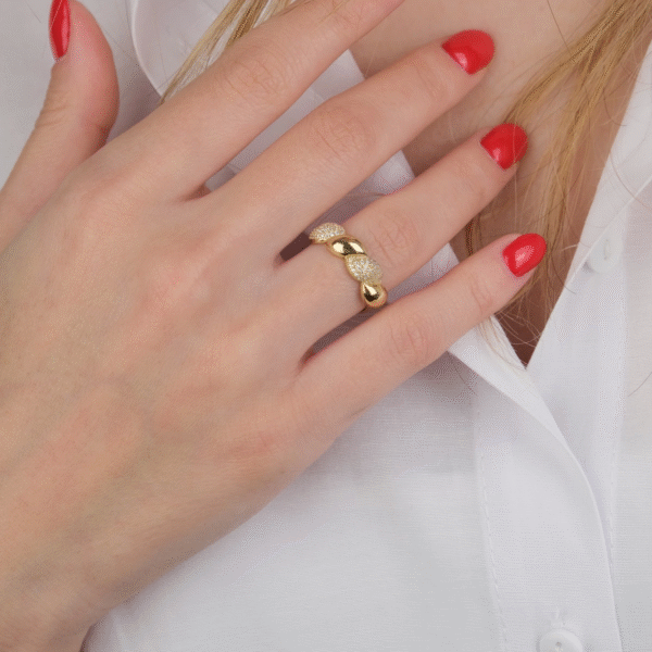 14 Ayar Altın Taşlı Sarmal Yüzük 660