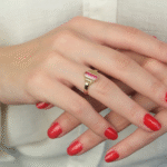 14 Ayar Altın Pembe Taşlı Retro Yüzük 387