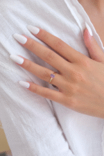 14 Ayar Altın Mor Taşlı Yüzük 397 - Görsel 2