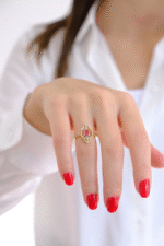 14 Ayar Altın Pembe Taşlı Yüzük 339 - Görsel 2