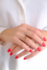 14 Ayar Altın Pembe Taşlı Yüzük 339 - Görsel 3