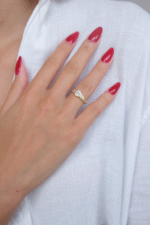 14 Ayar Altın Baget Taşlı Midye Yüzük 497 - Görsel 3