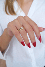 14 Ayar Altın Baget Taşlı Midye Yüzük 497 - Görsel 2