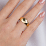 14 Ayar Altın Dörtgen Desen Yüzük 592