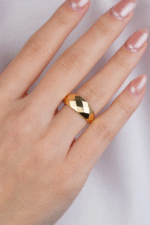 14 Ayar Altın Dörtgen Desen Yüzük 592