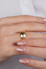 14 Ayar Altın Dörtgen Desen Yüzük 592 - Görsel 3