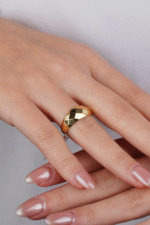 14 Ayar Altın Dörtgen Desen Yüzük 592 - Görsel 2