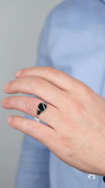 14 Ayar Altın Siyah Taşlı Erkek Yüzüğü 692