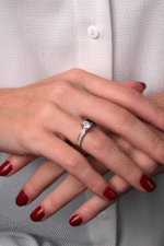 14 Ayar Beyaz Altın Tektaş Yüzük 148 - Görsel 3