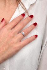 14 Ayar Beyaz Altın Tektaş Yüzük 148 - Görsel 4