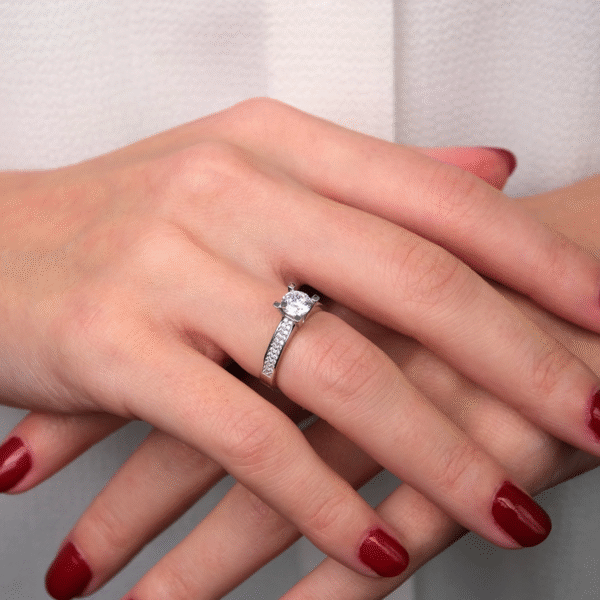 14 Ayar Beyaz Altın Tektaş Yüzük 148