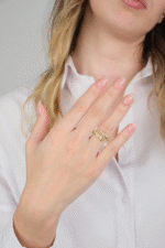 14 Ayar Altın Taşlı Sarmal Yüzük 679 - Görsel 3