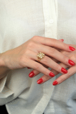 14 Ayar Altın Taşlı Kare Yüzük 381 - Görsel 2