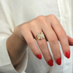 14 Ayar Altın Taşlı Kare Yüzük 381