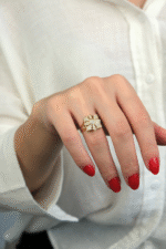 14 Ayar Altın Taşlı Kare Yüzük 381