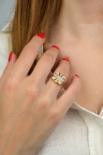 14 Ayar Altın Taşlı Kare Yüzük 381 - Görsel 3