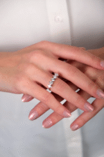 14 Ayar Beyaz Altın Beştaş Yüzük 44