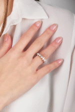 14 Ayar Beyaz Altın Beştaş Yüzük 44 - Görsel 2