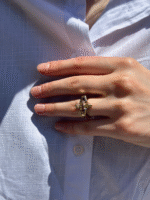 14 Ayar Altın Pembe Taşlı Tasarım Vintage Yüzük 912 - Görsel 5