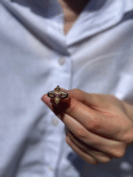 14 Ayar Altın Pembe Taşlı Tasarım Vintage Yüzük 912 - Görsel 3