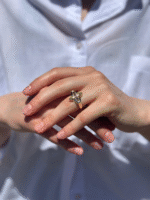 14 Ayar Altın Pembe Taşlı Tasarım Vintage Yüzük 912 - Görsel 2