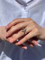 14 Ayar Altın Pembe Taşlı Tasarım Vintage Yüzük 912 - Görsel 4