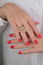 14 Ayar Altın Taşlı E Harfi Midye Yüzük 678 - Görsel 2