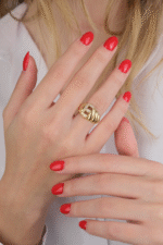 14 Ayar Altın Taşlı E Harfi Midye Yüzük 678