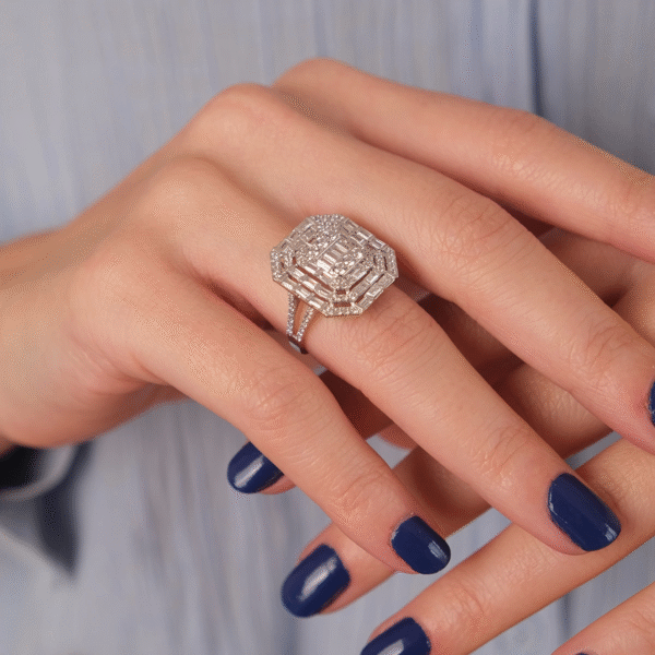 14 Ayar Beyaz Altın Baget Yüzük 253