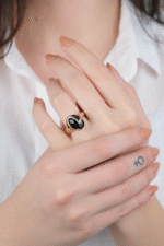 14 Ayar Altın Yeşil Taşlı Vintage Yüzük 908 - Görsel 3