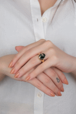 14 Ayar Altın Yeşil Taşlı Vintage Yüzük 908