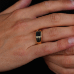 14 Ayar Altın Siyah Taşlı Erkek Yüzük 621