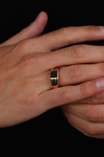 14 Ayar Altın Siyah Taşlı Erkek Yüzük 621