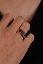 14 Ayar Altın Siyah Taşlı Erkek Yüzük 621 - Görsel 2