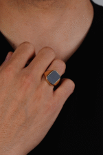 14 Ayar Altın Simli Siyah Taşlı Yüzük 622 - Görsel 2