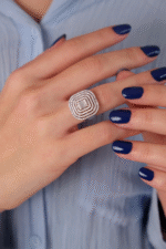 Güzide 14 Ayar Beyaz Altın Baget Yüzük - Görsel 2