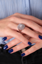 Güzide 14 Ayar Beyaz Altın Baget Yüzük - Görsel 3