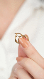 22 Ayar Altın Dalgalı Halka Küpe - Görsel 5