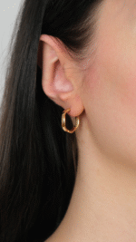 22 Ayar Altın Dalgalı Halka Küpe - Görsel 2