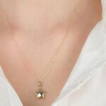 14 Ayar Altın Bombeli Yıldız Taşlı Kolye Ucu 498