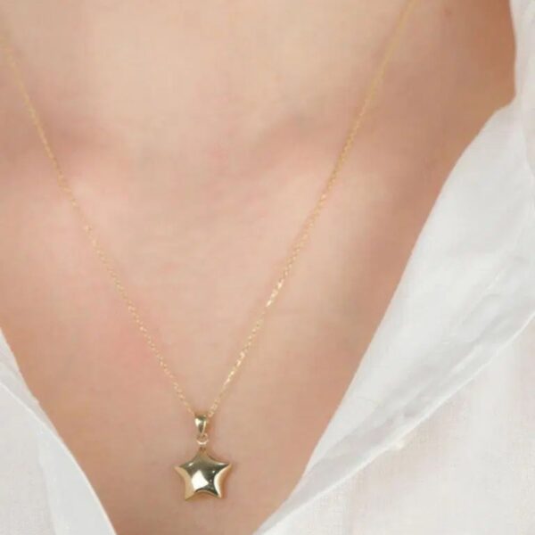 14 Ayar Altın Bombeli Yıldız Kolye Ucu 497