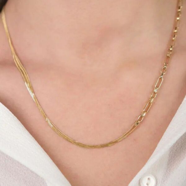 14 Ayar Altın İkili Zincir Kolye 309