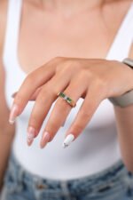 14 Ayar Altın Yeşil Taşlı Yüzük 927 - Görsel 2