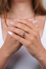 14 Ayar Altın Yeşil Taşlı Yüzük 927 - Görsel 3