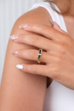 14 Ayar Altın Yeşil Taşlı Yüzük 927 - Görsel 4