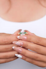 14 Ayar Altın Yeşil Taşlı Yüzük 927 - Görsel 6