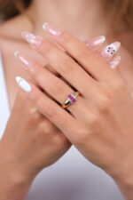 14 Ayar Altın Mor Taşlı Yüzük 925