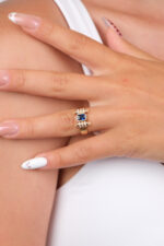 14 Ayar Altın Mavi Taşlı Yüzük 926 - Görsel 2