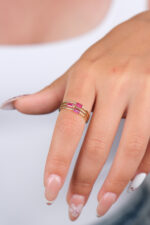 14 Ayar Altın Mor Taşlı Yüzük 946 - Görsel 2